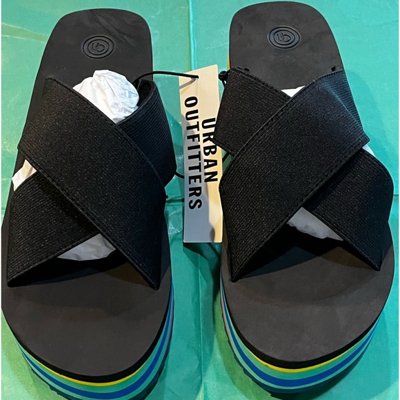 NWT Urban Outfitters O Elastic EVA Platform Rainbow 🌈 Sandal, Size 8 - Picture 4 of 9